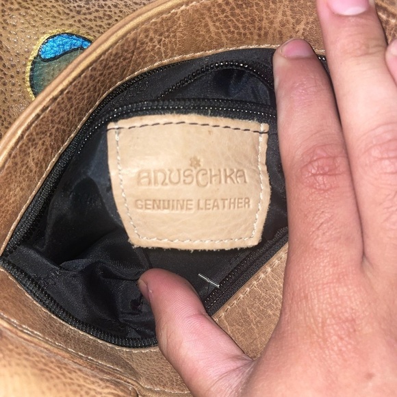 Butterfly bag hand painted Anuschka purse bohemian travel messenger bag - Picture 11 of 16